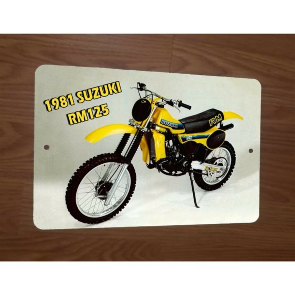 1981 Suzuki RM125 Motocross‎ Motorcycle Dirt Bike Photo 8x12 Metal Wall Sign